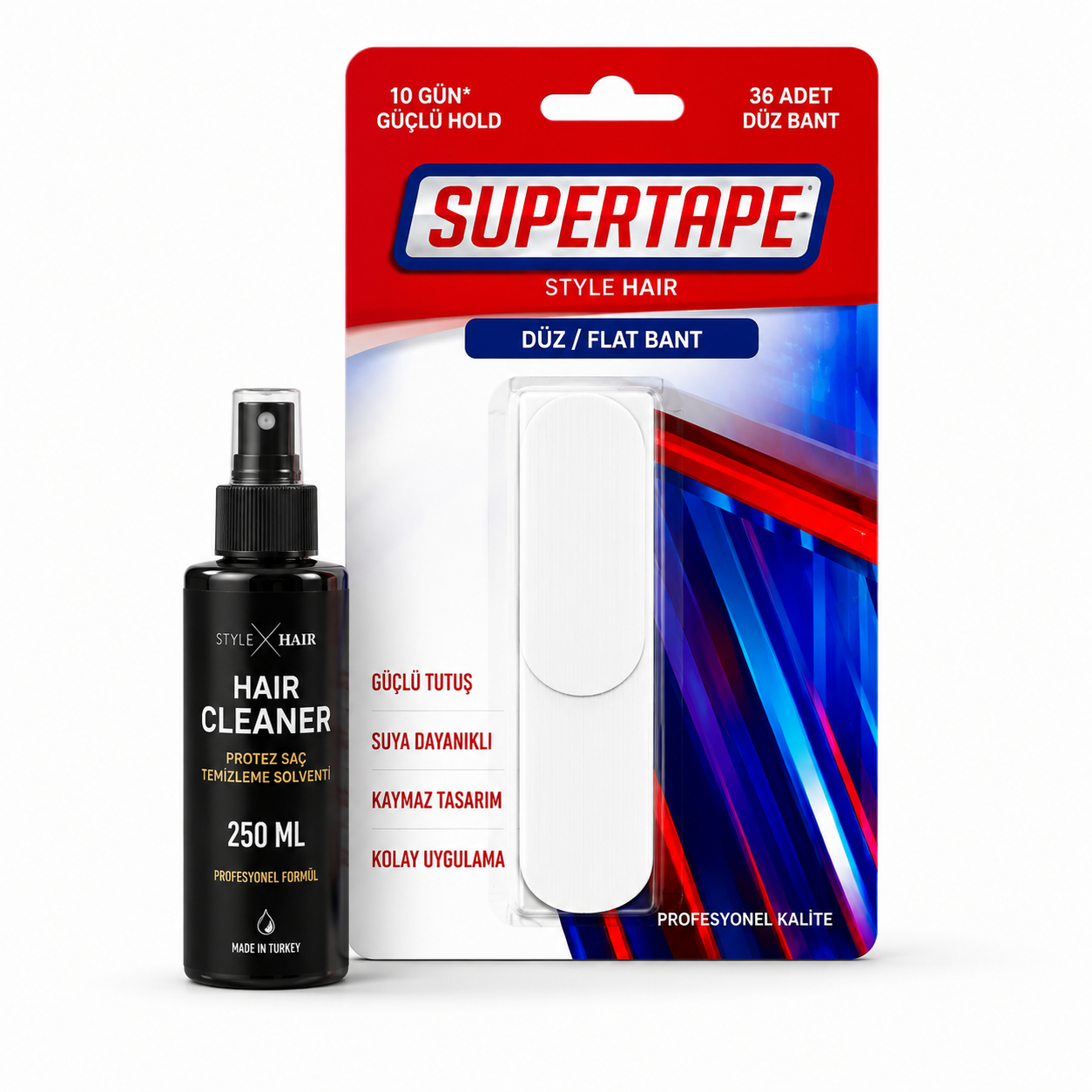 Super Tape 36'lı Düz Protez Saç Bandı + 250 ML Solvent Hediye